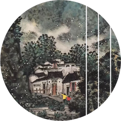 沙舸作品：几座民居傍西湾